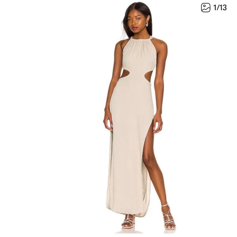 Indah Neomi Maxi Dress Womens S Tan‎ Palomino Cutout Open Back Boho Beachy NWT